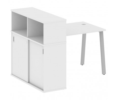 Стол письменный на А-образном м/к с опорным шкафом-купе 141x112x109,8 Metal System