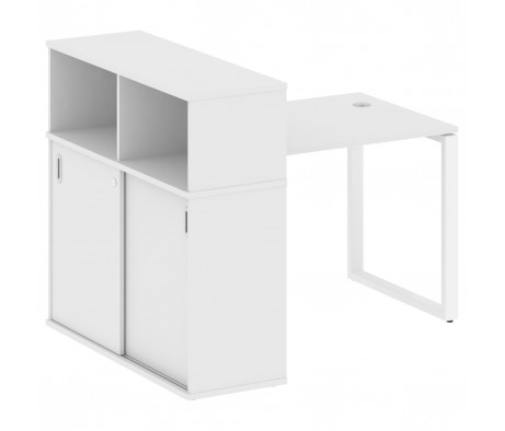 Стол письменный на О-образном м/к с опорным шкафом-купе 141x112x109,8 Metal System