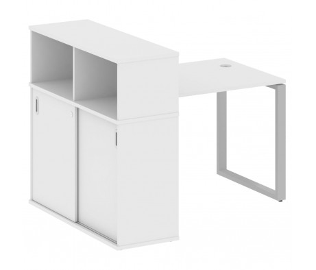 Стол письменный на О-образном м/к с опорным шкафом-купе 141x112x109,8 Metal System