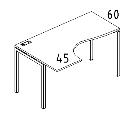 Стол эргономичный левый "Классика" на металлокаркасе DUE 140x90x75 A4.PRO