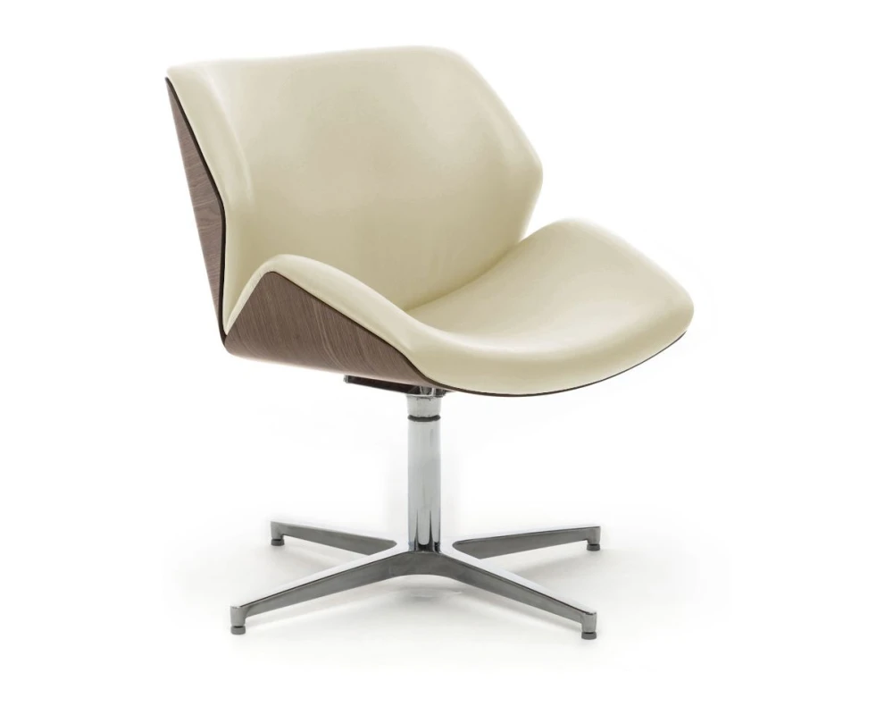 Кресло Charm Wood Lounge Натуральная кожа, Бежевый