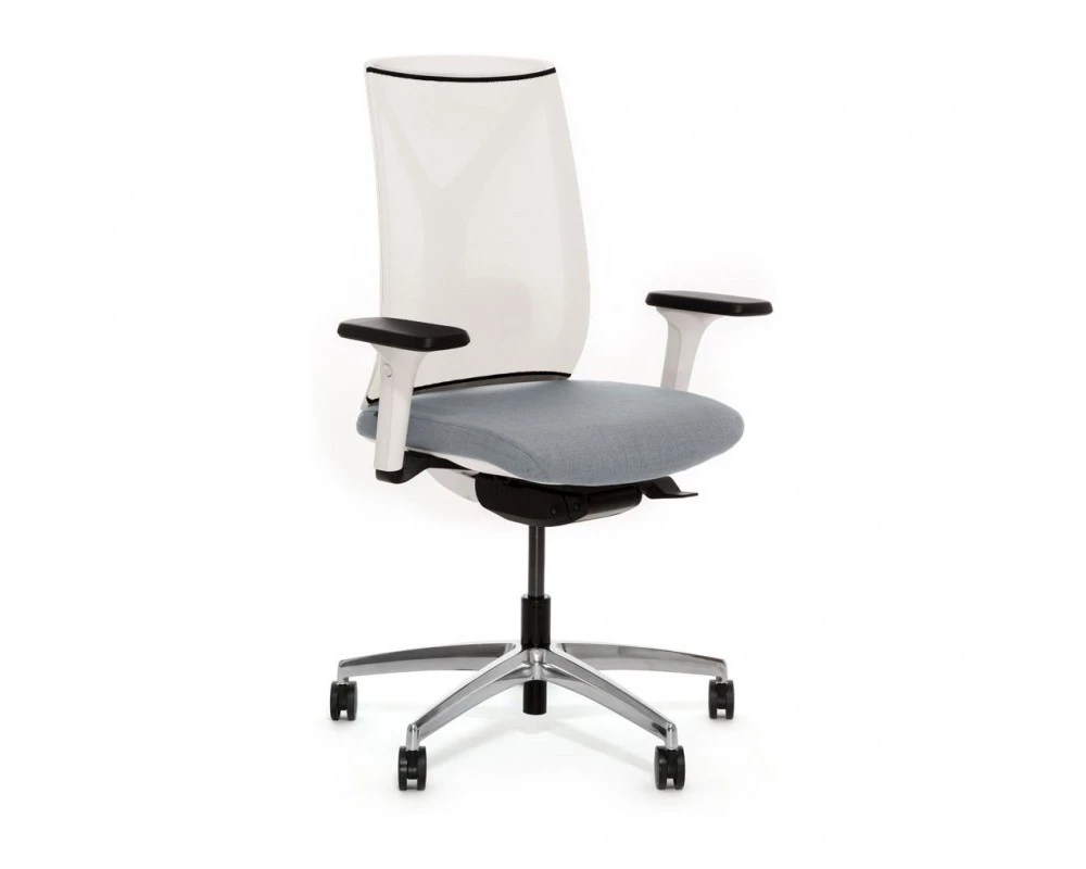 Кресло Dion Mesh 1D WW алюм Сетка/Ткань, Белый/Серый