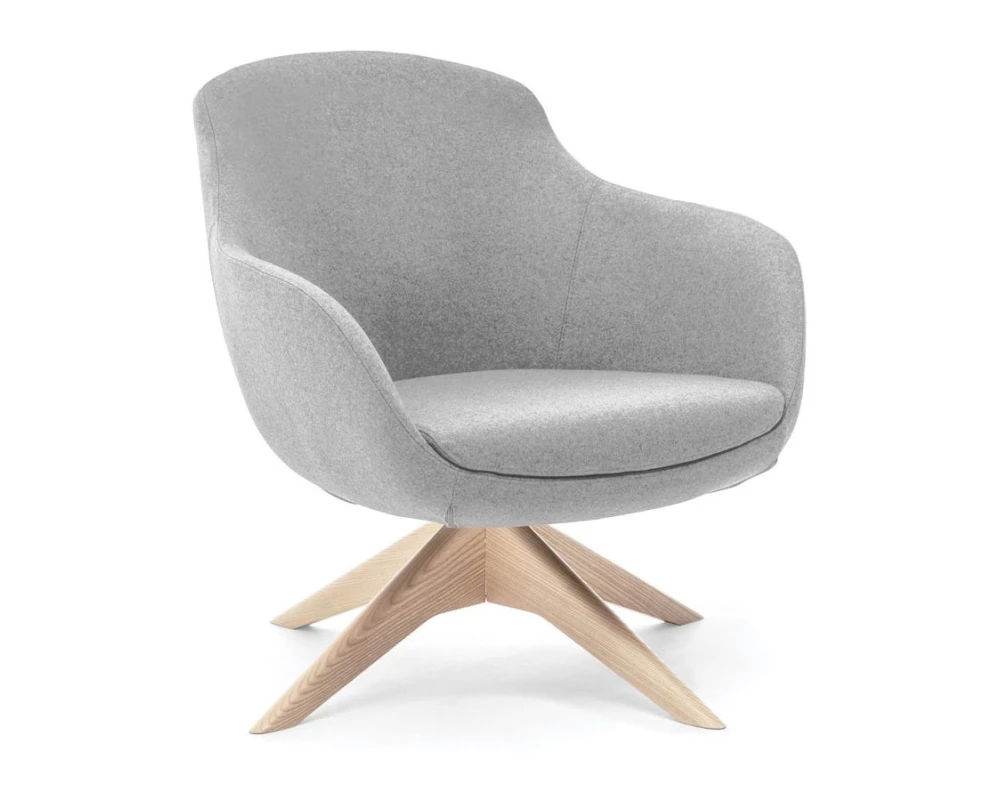 Кресло Noble Wood крутящ Войлок, Светло-серый