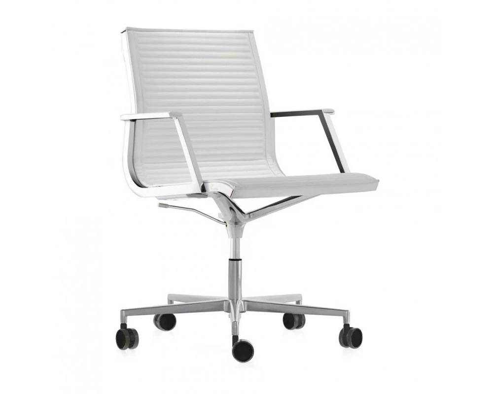 Кресло Nulite/B хром. ролики Натуральная кожа, Белоснежный