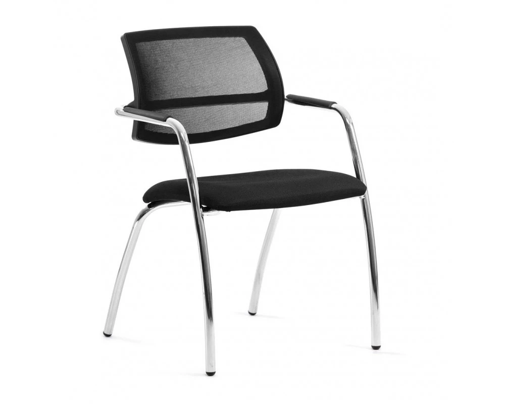 Кресло Urban Mesh на опорах Сетка/Кожа, Черный