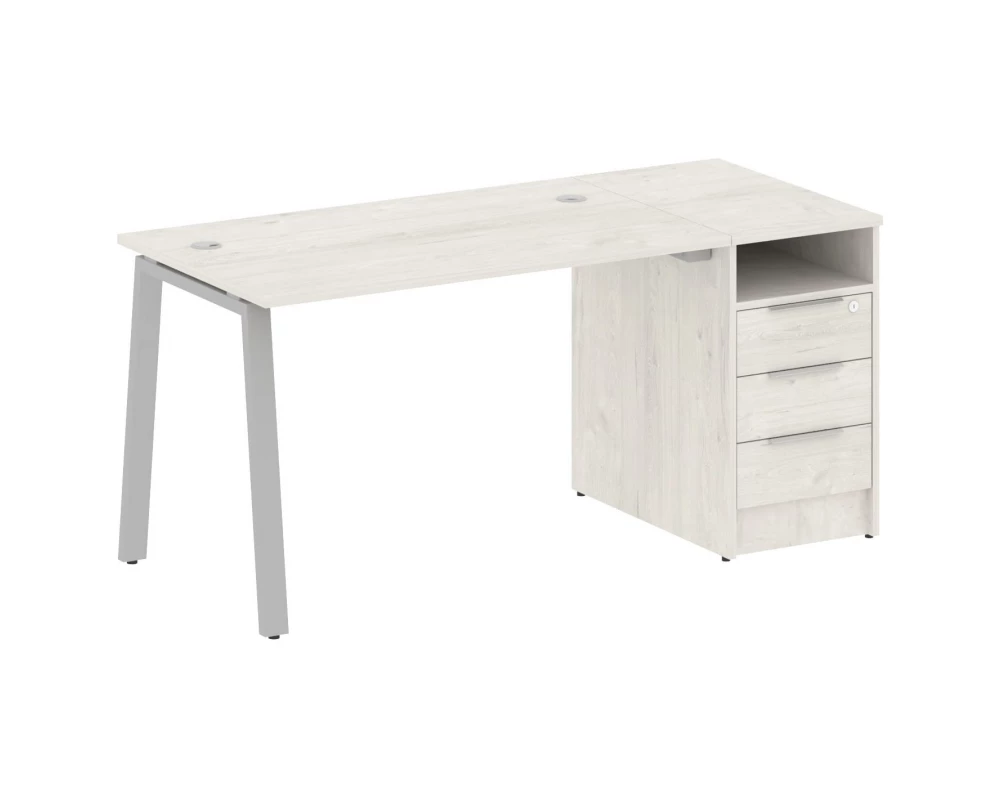 Рабочая станция на А-образном м/к с опорной тумбой 161,2x72x75 Metal System