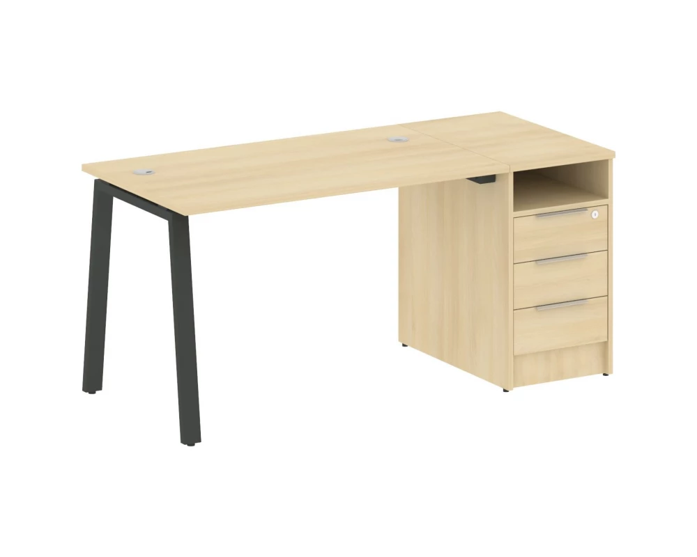 Рабочая станция на А-образном м/к с опорной тумбой 161,2x72x75 Metal System