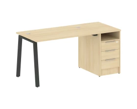 Рабочая станция на А-образном м/к с опорной тумбой 161,2x72x75 Metal System images