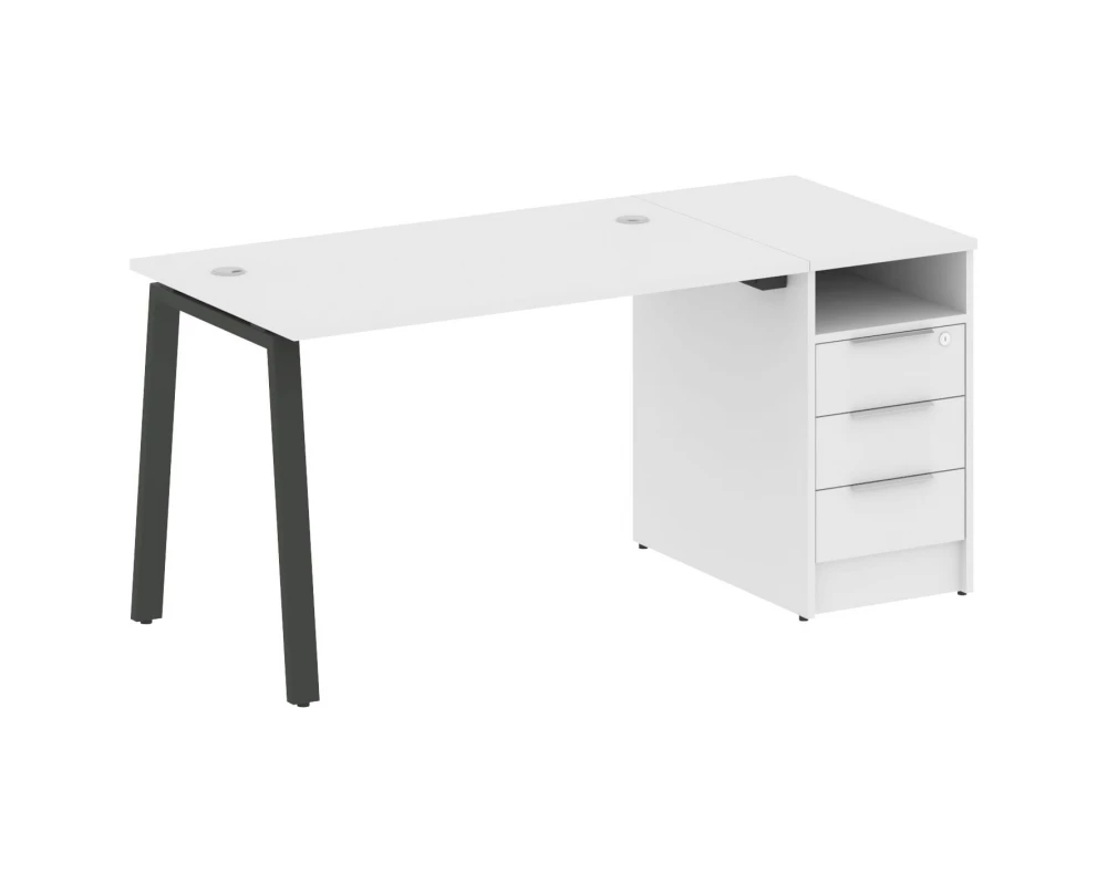 Рабочая станция на А-образном м/к с опорной тумбой 161,2x72x75 Metal System