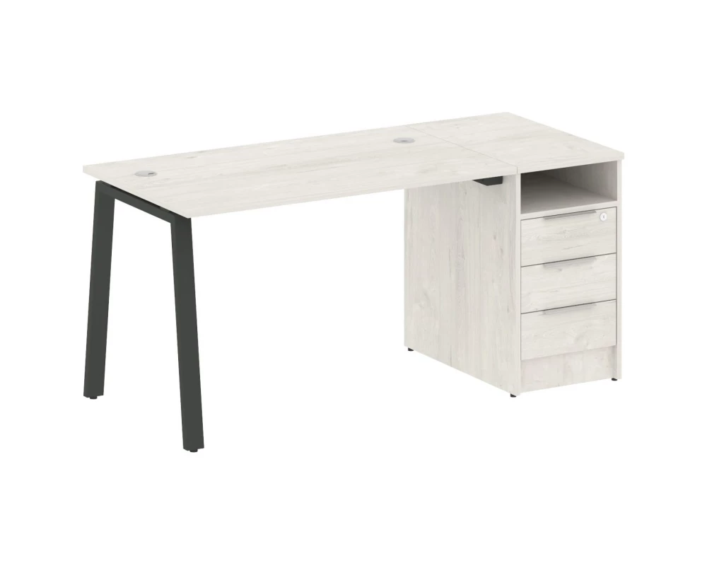 Рабочая станция на А-образном м/к с опорной тумбой 161,2x72x75 Metal System