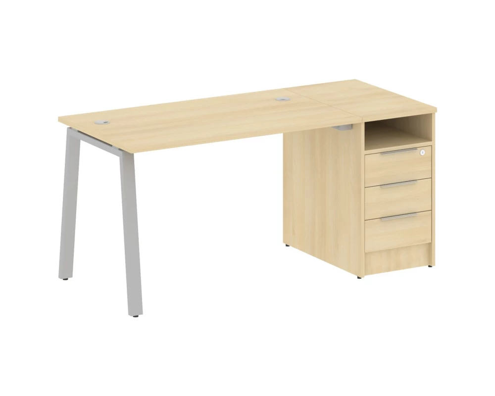 Рабочая станция на А-образном м/к с опорной тумбой 161,2x72x75 Metal System