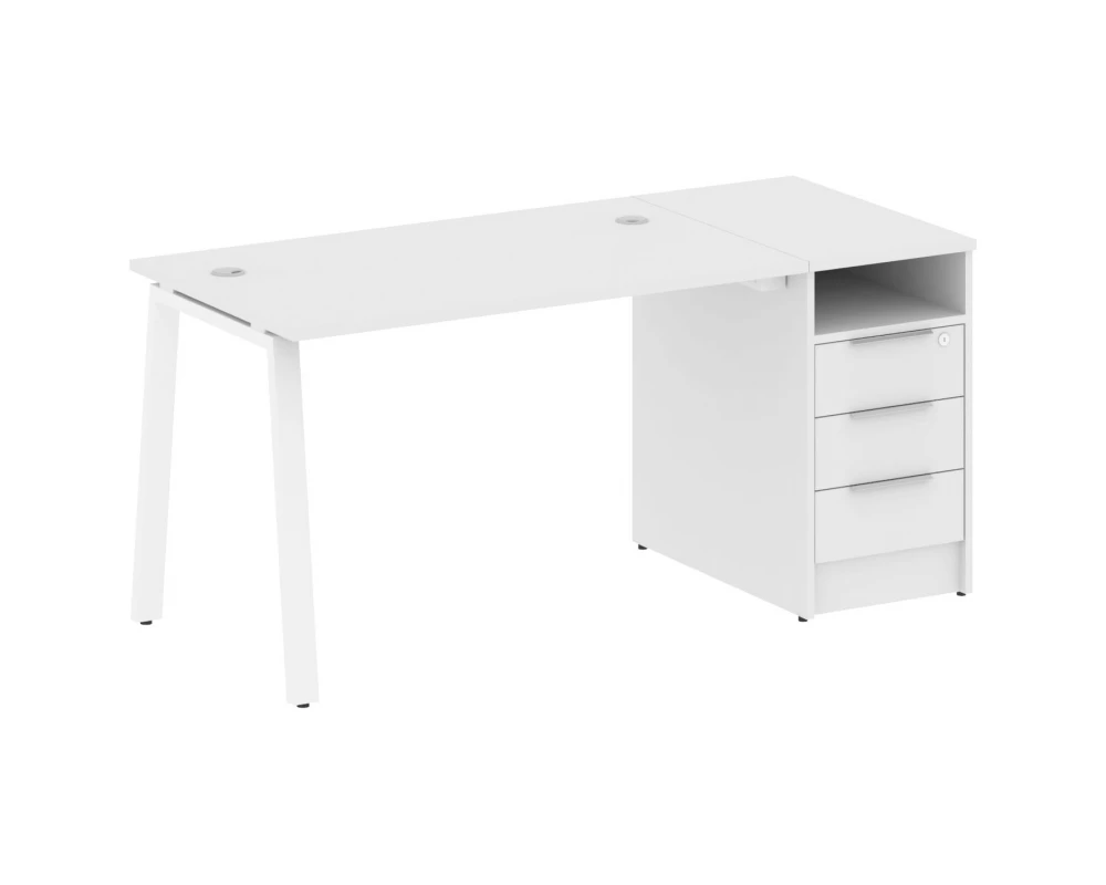 Рабочая станция на А-образном м/к с опорной тумбой 161,2x72x75 Metal System