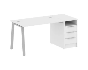 Рабочая станция на А-образном м/к с опорной тумбой 161,2x72x75 Metal System images