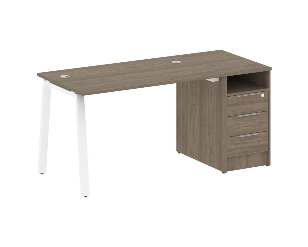 Рабочая станция на А-образном м/к с опорной тумбой 161,2x72x75 Metal System