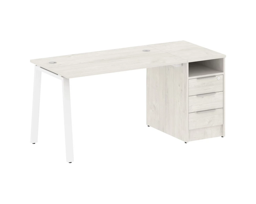 Рабочая станция на А-образном м/к с опорной тумбой 161,2x72x75 Metal System