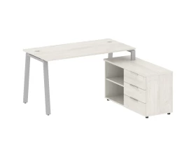 Рабочая станция на А-образном м/к с опорной тумбой правая 150x152x75 Metal System images