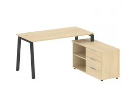 Рабочая станция на А-образном м/к с опорной тумбой правая 150x152x75 Metal System images