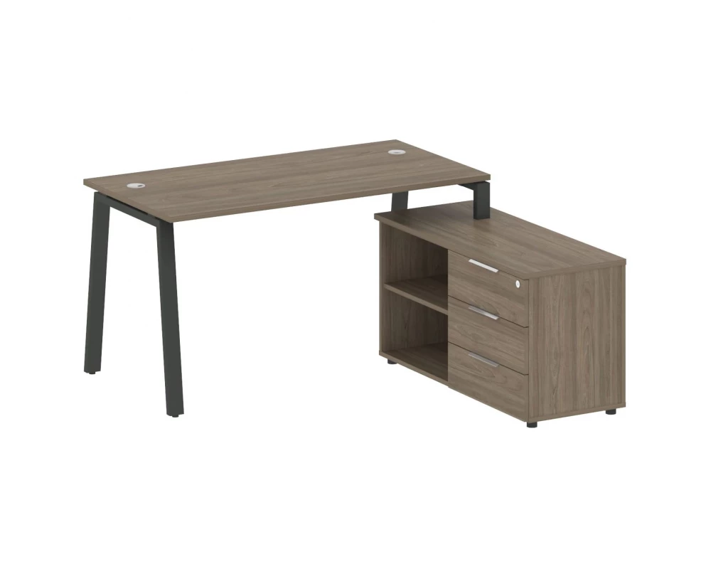 Рабочая станция на А-образном м/к с опорной тумбой правая 150x152x75 Metal System