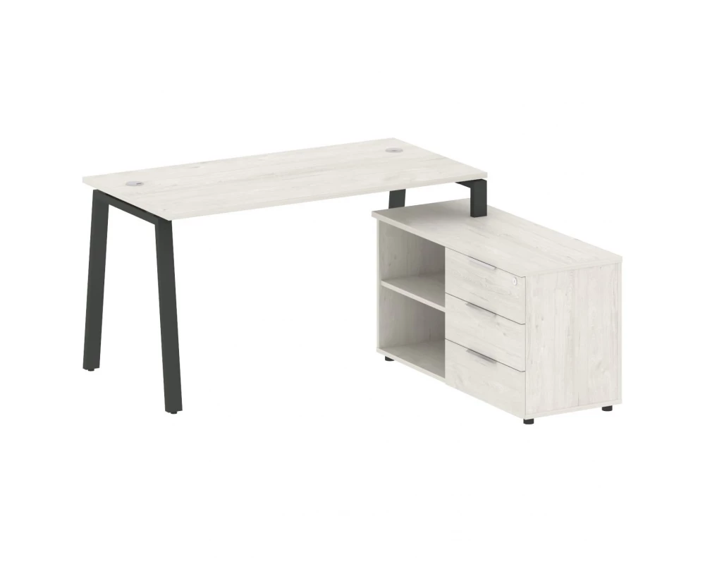 Рабочая станция на А-образном м/к с опорной тумбой правая 150x152x75 Metal System