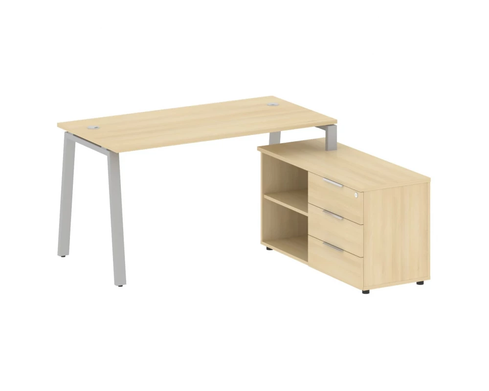 Рабочая станция на А-образном м/к с опорной тумбой правая 150x152x75 Metal System