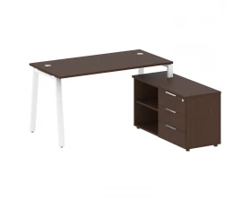 Рабочая станция на А-образном м/к с опорной тумбой правая 150x152x75 Metal System images