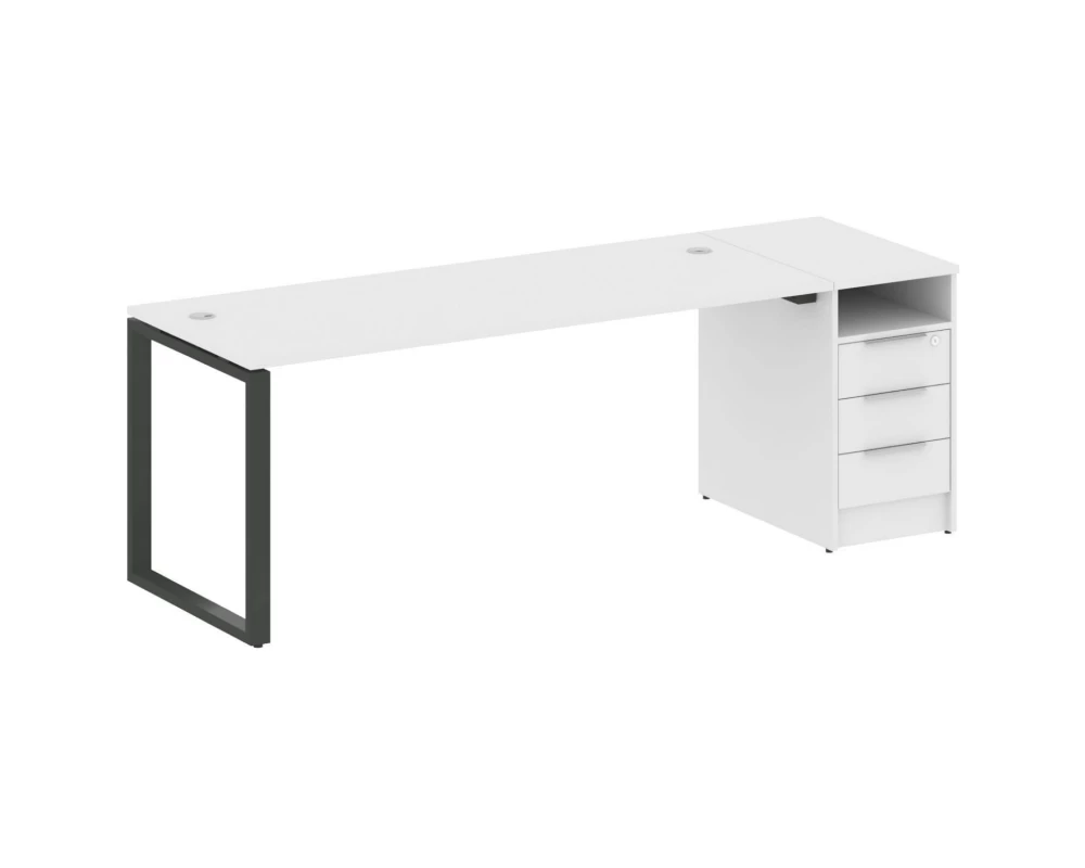Рабочая станция на О-образном м/к с опорной тумбой 221,2x72x75 Metal System