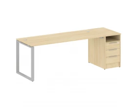 Рабочая станция на О-образном м/к с опорной тумбой 221,2x72x75 Metal System images