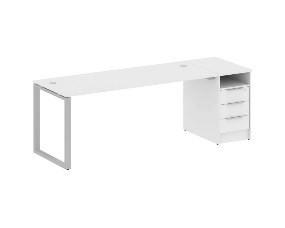 Рабочая станция на О-образном м/к с опорной тумбой 221,2x72x75 Metal System