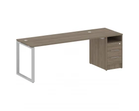 Рабочая станция на О-образном м/к с опорной тумбой 221,2x72x75 Metal System images