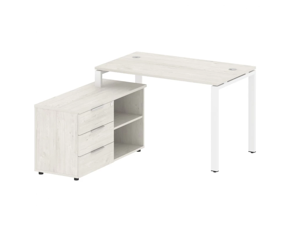 Рабочая станция на П-образном м/к с опорной тумбой левая 130x152x75 Metal System