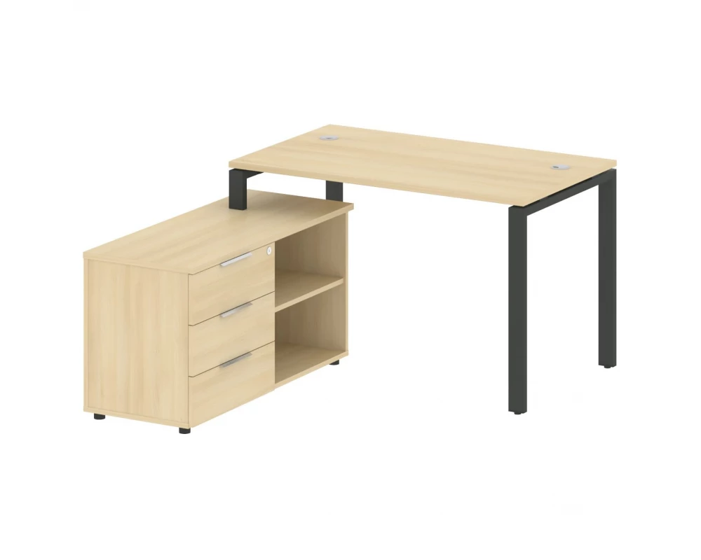 Рабочая станция на П-образном м/к с опорной тумбой левая 130x152x75 Metal System