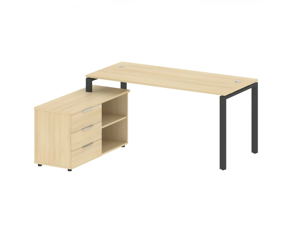 Рабочая станция на П-образном м/к с опорной тумбой левая 170x152x75 Metal System