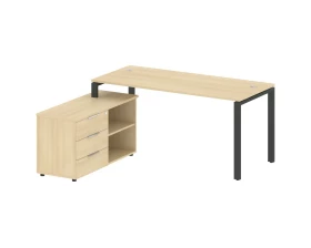 Рабочая станция на П-образном м/к с опорной тумбой левая 170x152x75 Metal System images