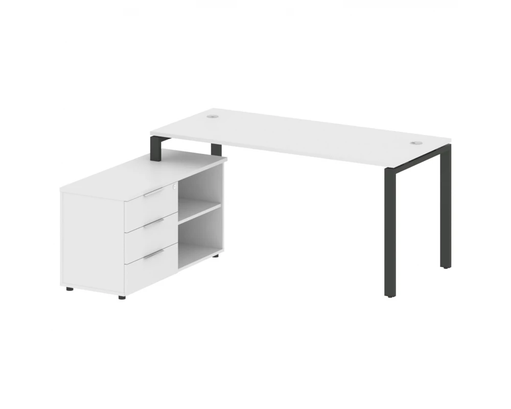 Рабочая станция на П-образном м/к с опорной тумбой левая 170x152x75 Metal System