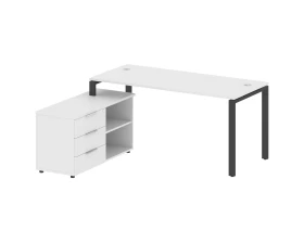 Рабочая станция на П-образном м/к с опорной тумбой левая 170x152x75 Metal System images