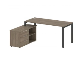 Рабочая станция на П-образном м/к с опорной тумбой левая 170x152x75 Metal System images