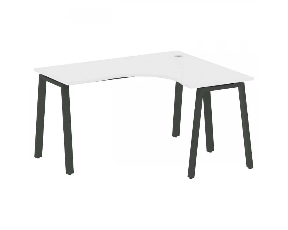 Стол офисный угловой правый на А-образном м/к 140x120x75 Metal System