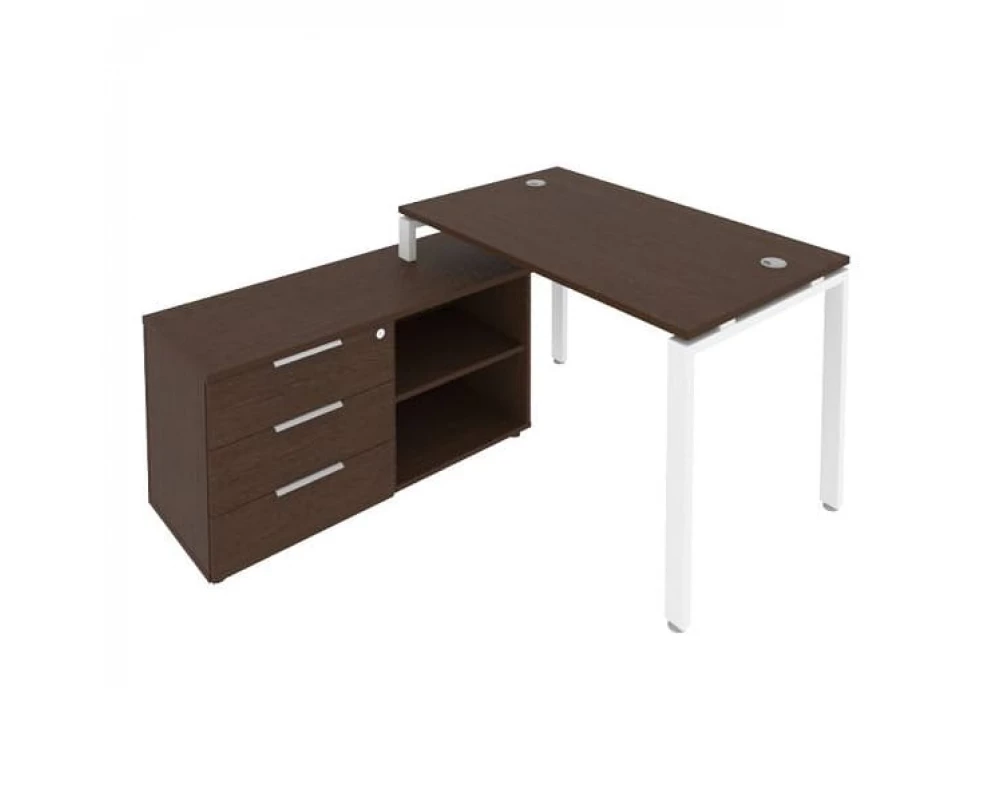 Рабочая станция на П-образном м/к с опорной тумбой левая 130x152x75 Metal System