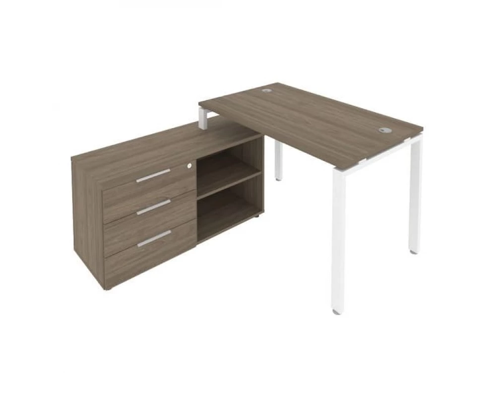 Рабочая станция на П-образном м/к с опорной тумбой левая 130x152x75 Metal System