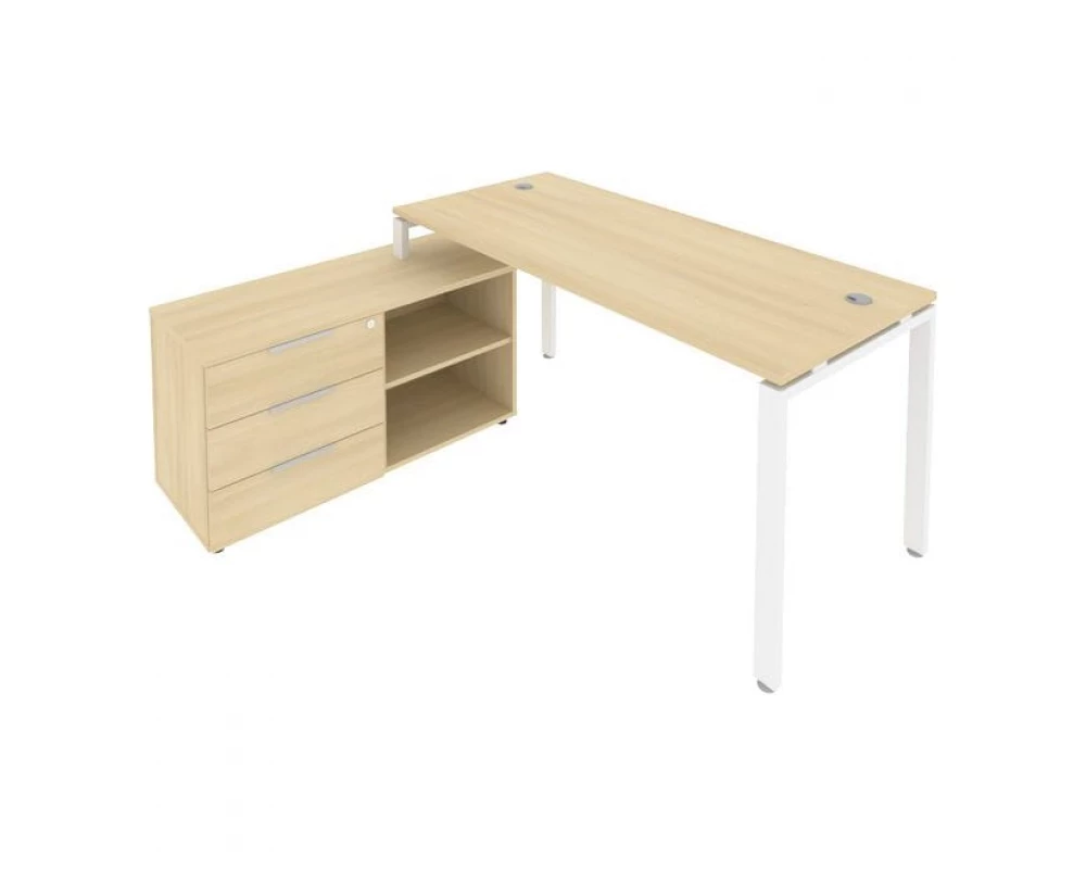 Рабочая станция на П-образном м/к с опорной тумбой левая 170x152x75 Metal System