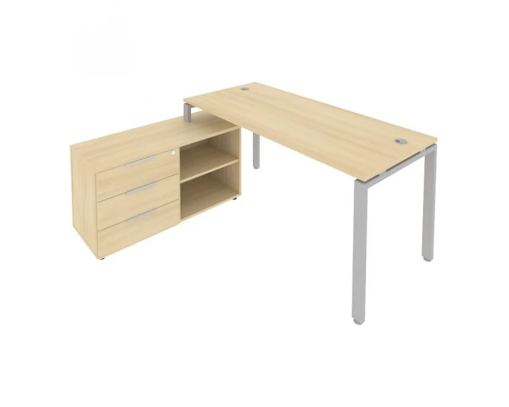 Рабочая станция на П-образном м/к с опорной тумбой левая 170x152x75 Metal System