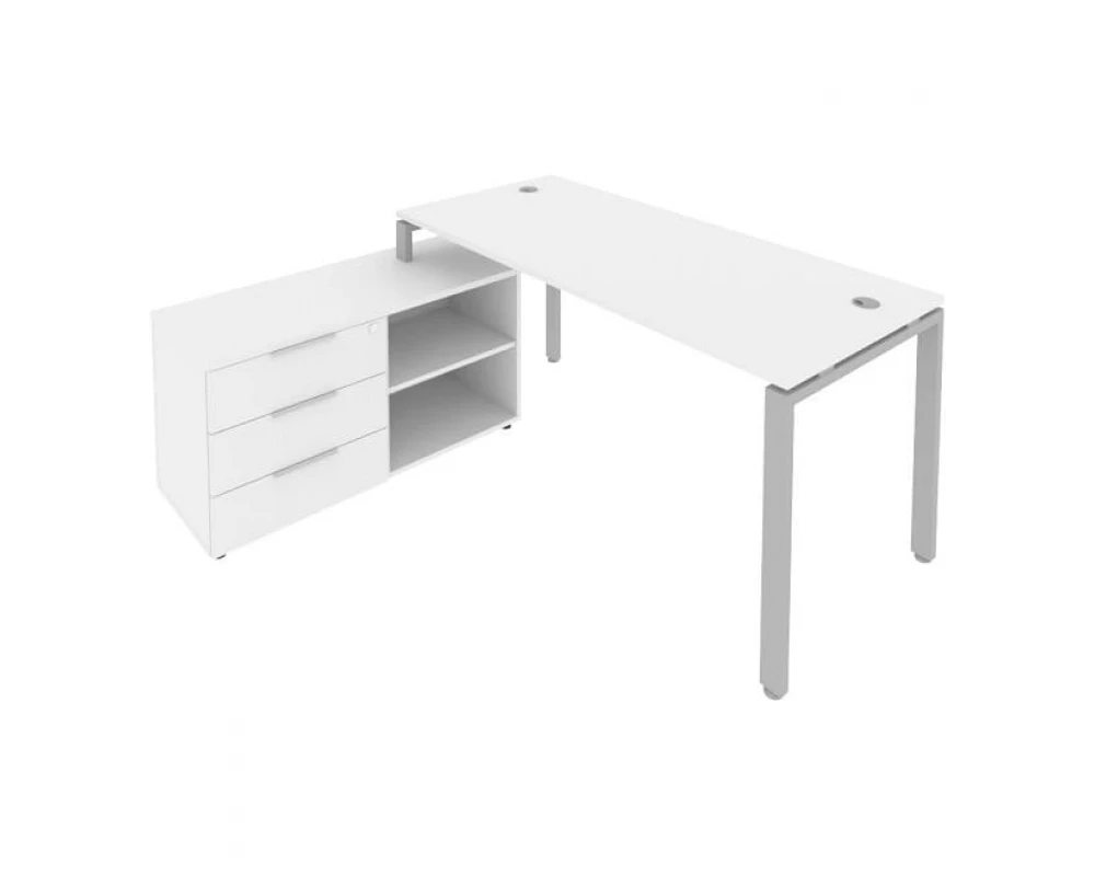 Рабочая станция на П-образном м/к с опорной тумбой левая 170x152x75 Metal System