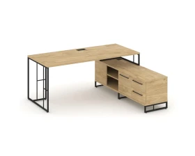 Стол руководителя с опорной тумбой правый 1580x1600x750 Rift Direct images