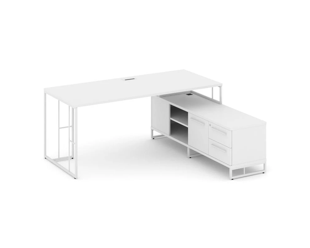 Стол руководителя с опорной тумбой правый 1580x1600x750 Rift Direct