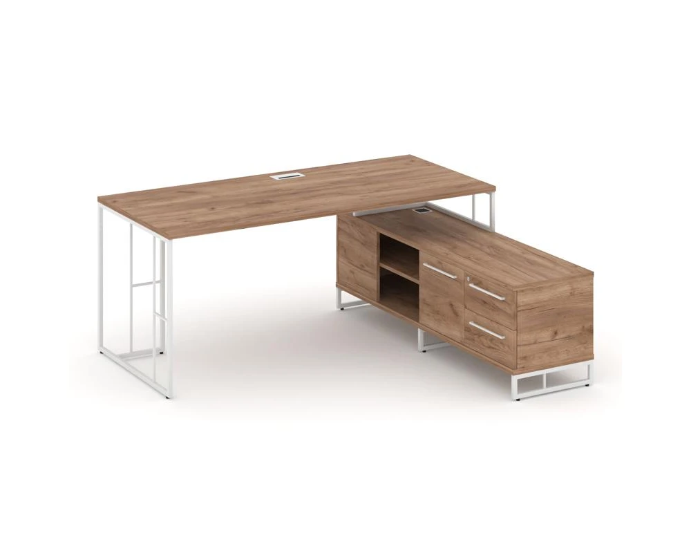 Стол руководителя с опорной тумбой правый 1580x1600x750 Rift Direct