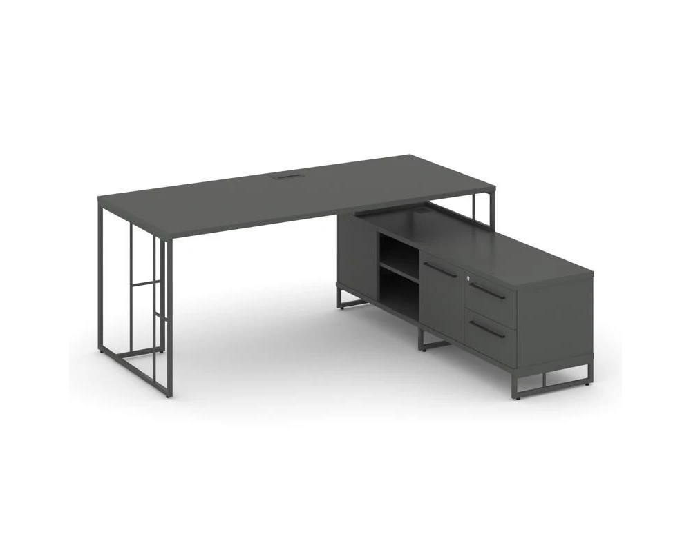 Стол руководителя с опорной тумбой правый 1580x1600x750 Rift Direct