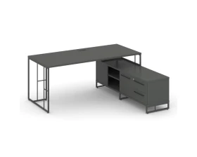 Стол руководителя с опорной тумбой правый 1580x1600x750 Rift Direct images