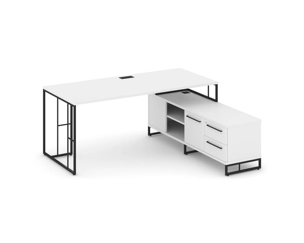 Стол руководителя с опорной тумбой правый 1580x1600x750 Rift Direct