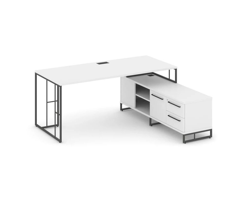 Стол руководителя с опорной тумбой правый 1580x1600x750 Rift Direct