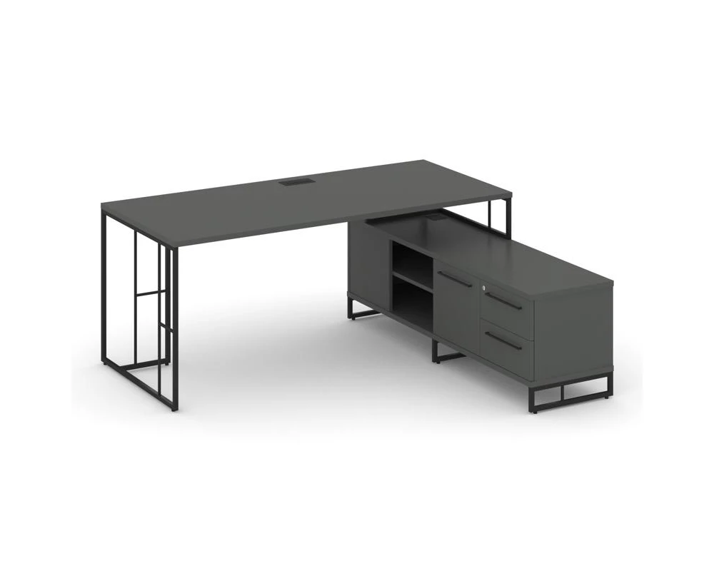 Стол руководителя с опорной тумбой правый 1580x1600x750 Rift Direct